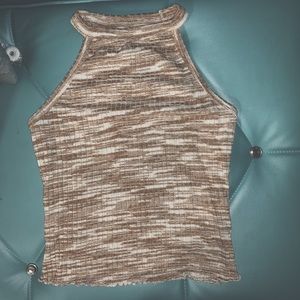 Super soft high neck lettuce trim tank top